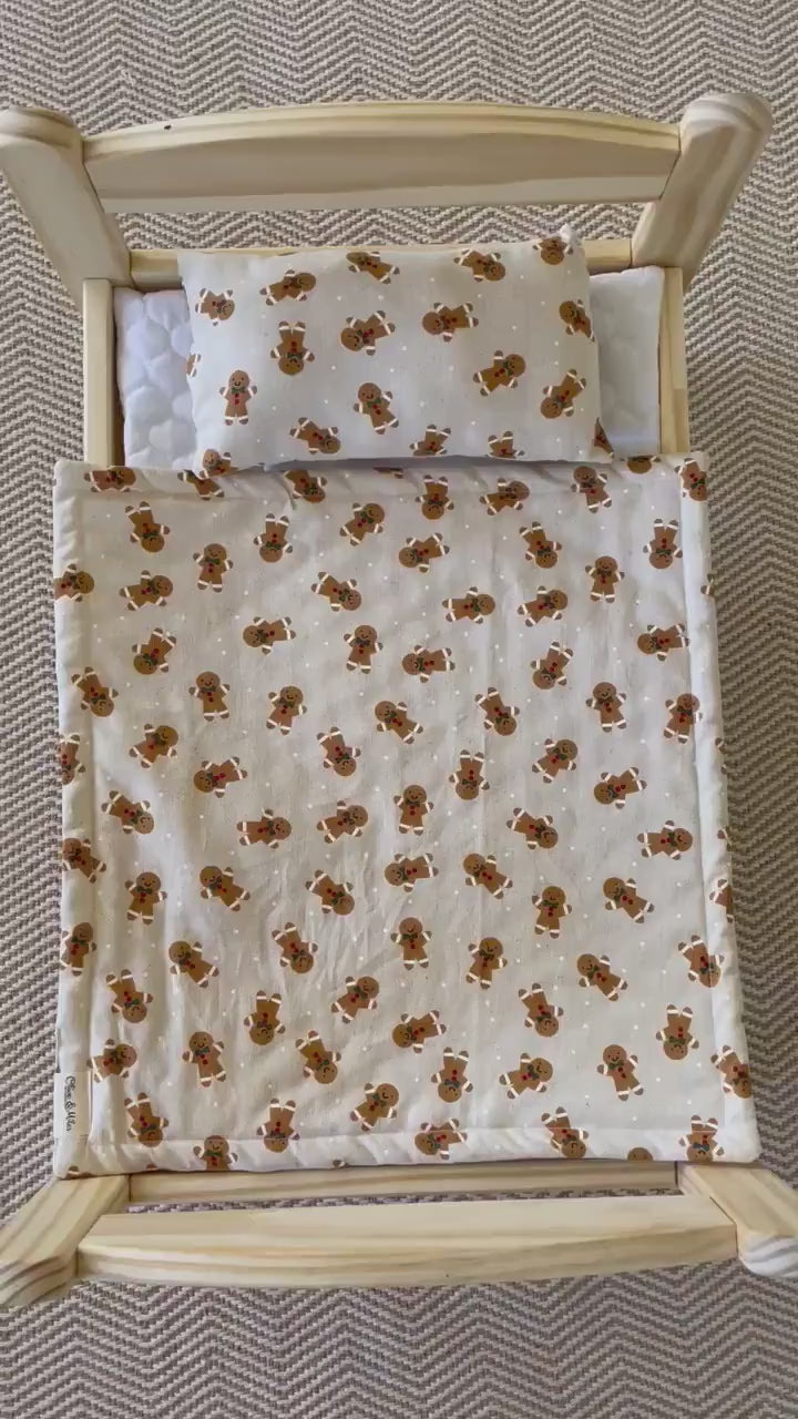 Gingerbread Doll Bed Pillow & Blanket Set