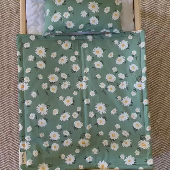 Green Doll Play Set | Quality Bed Set | First Birthday Gift For Granddaughter | Pram Bedding | Doll Cot Blanket | Kmart Ikea Toy Bedlinen