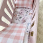 Dolls Linen Set Pink Gingham Bedding - doll crib blanket