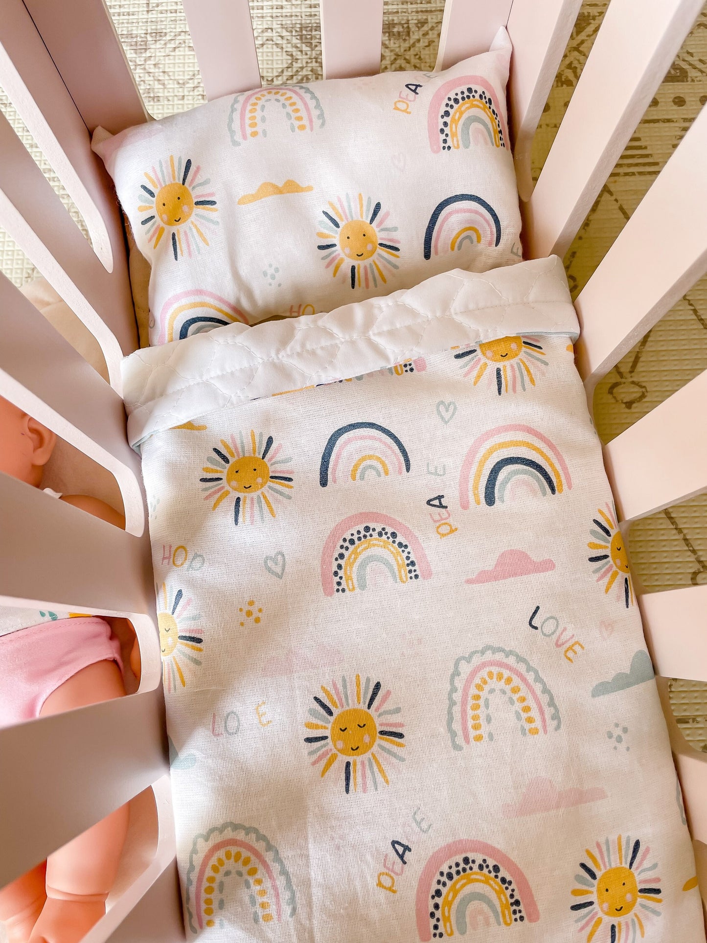 Doll Pram Bedding | Quality Bed Set | First Birthday Gift For Granddaughter | Role Play Set | Doll Cot Blanket | Kmart Ikea Toy Bedlinen