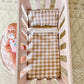 Checkered Doll Bedding | Gift for nephew | Crib sheet and pillow toy set | Doll Bed Cover Linen | Cot Blanket | Crib Bedding | Pram Pillows