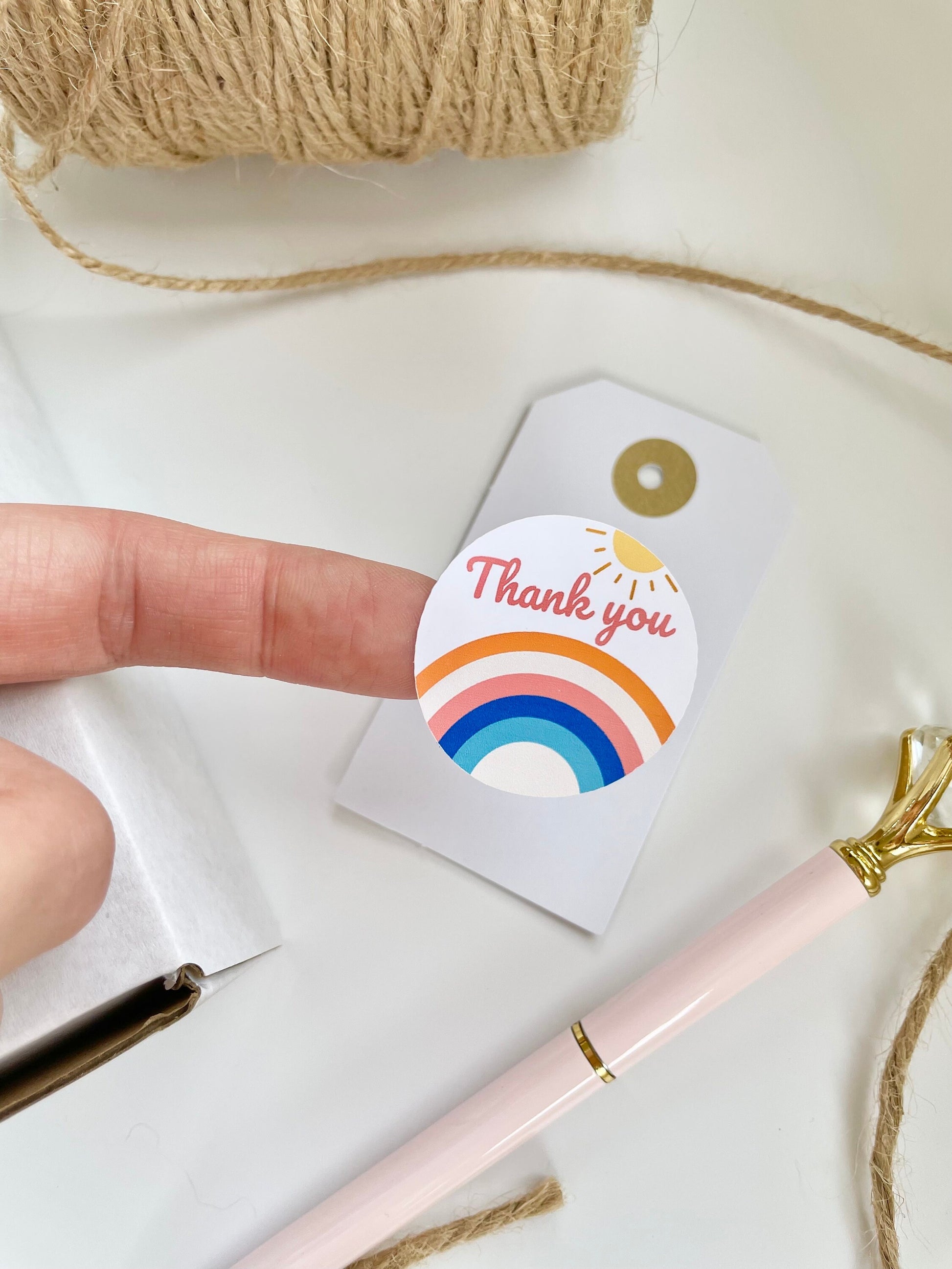 Thank You Rainbow Sticker | 38mm Stickers | First Birthday Party Favour Stickers | Rainbow Party