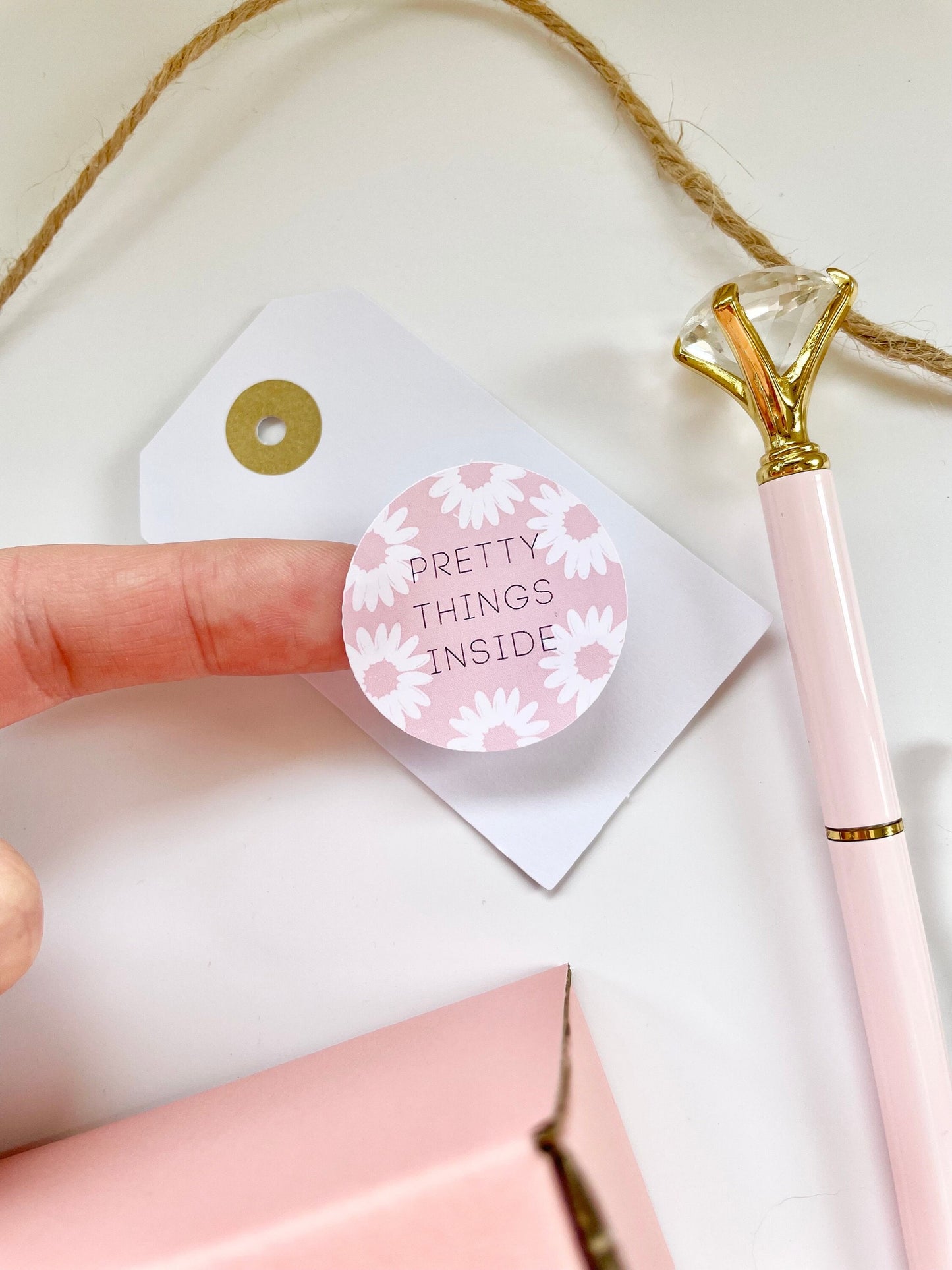 Pretty Things Inside business thank you sticker | 38mm Stickers | Pink Daisy label