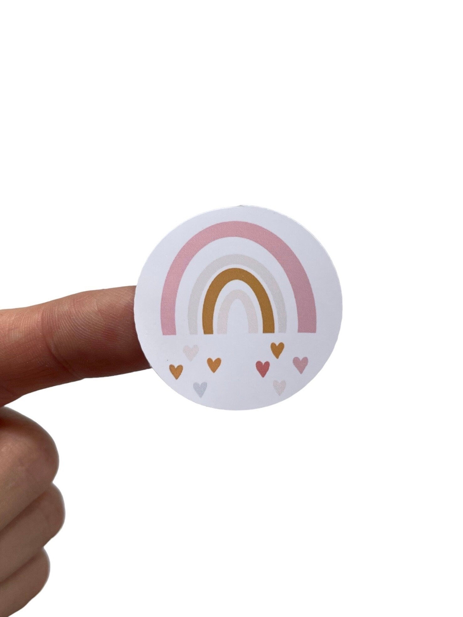 Rainbow Sticker | 38mm Stickers | Pink Heart Rainbow Sticker | Rainbow Label