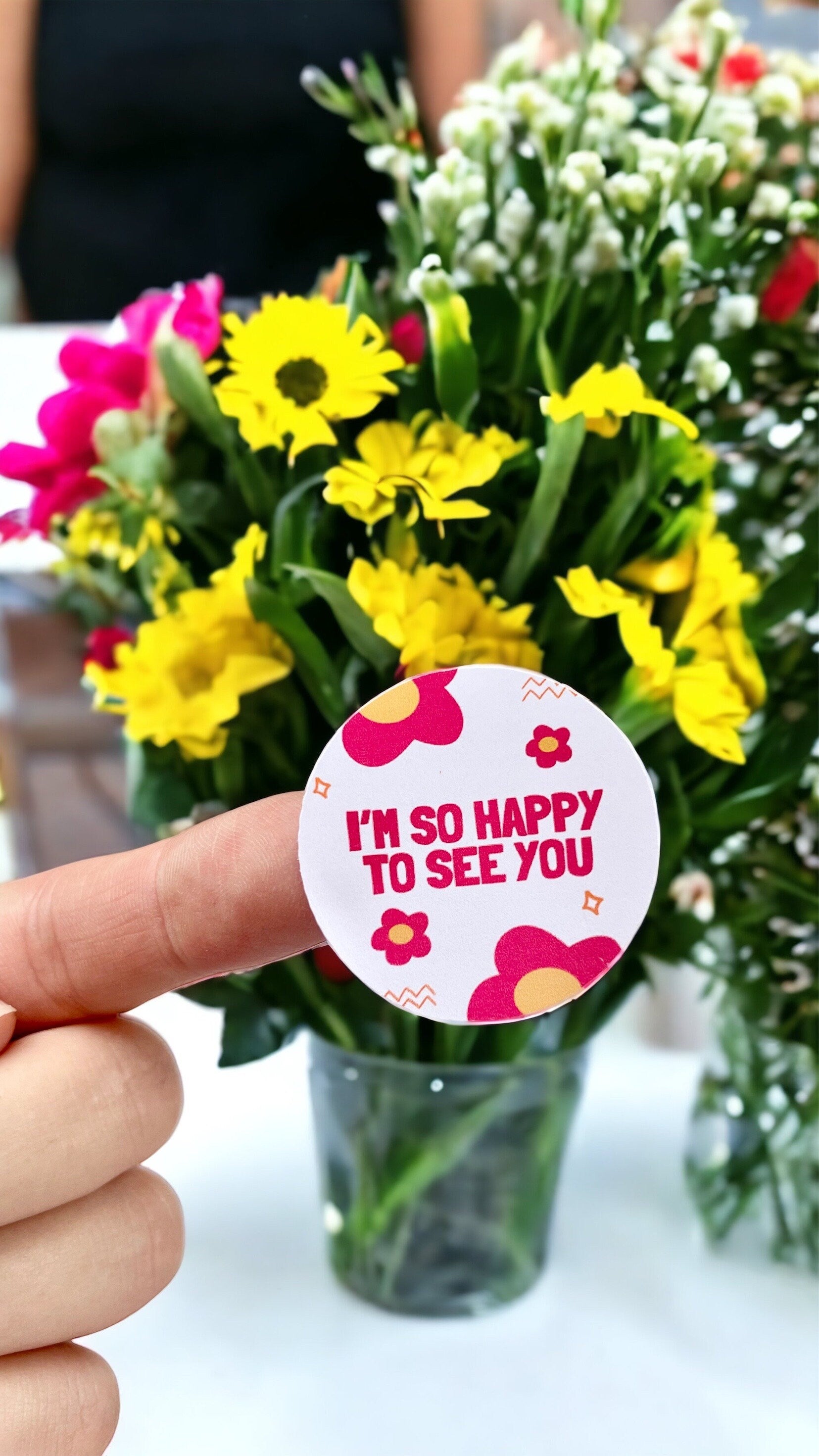 I’m so Happy to see you stickers | business thank you sticker | packaging label red flower