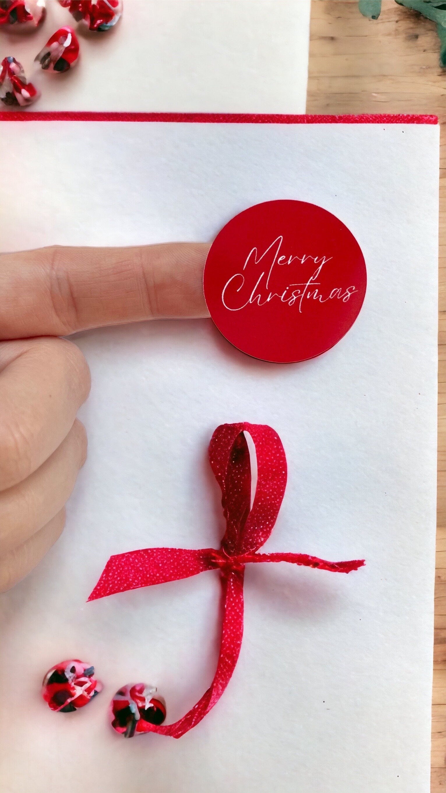 Merry Christmas Red Sticker | 38mm Gift Labels | Christmas Stickers | Envelope Seals | Small Business