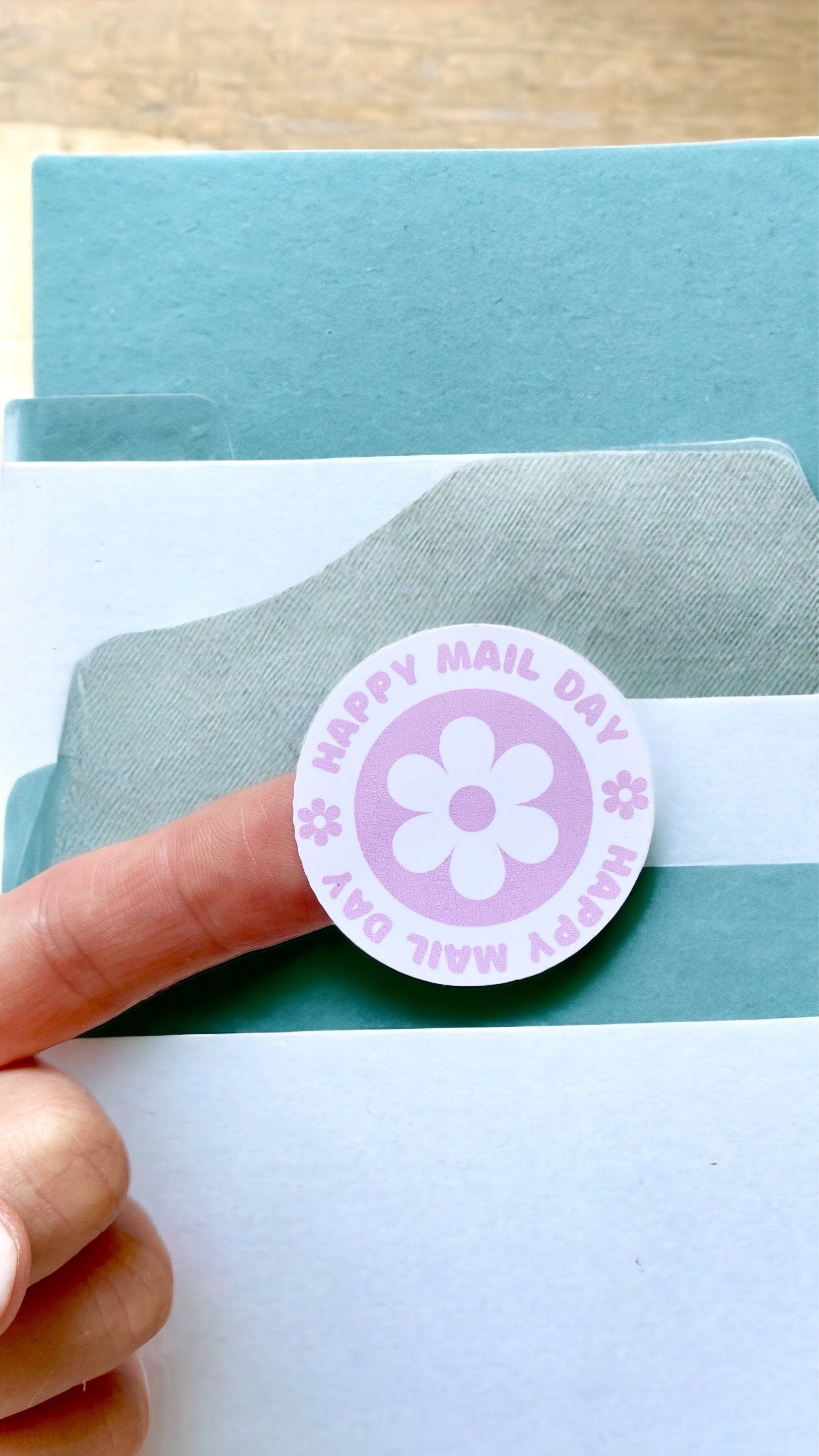 Happy Mail Day business thank you sticker | 38mm Stickers | Pink Daisy label