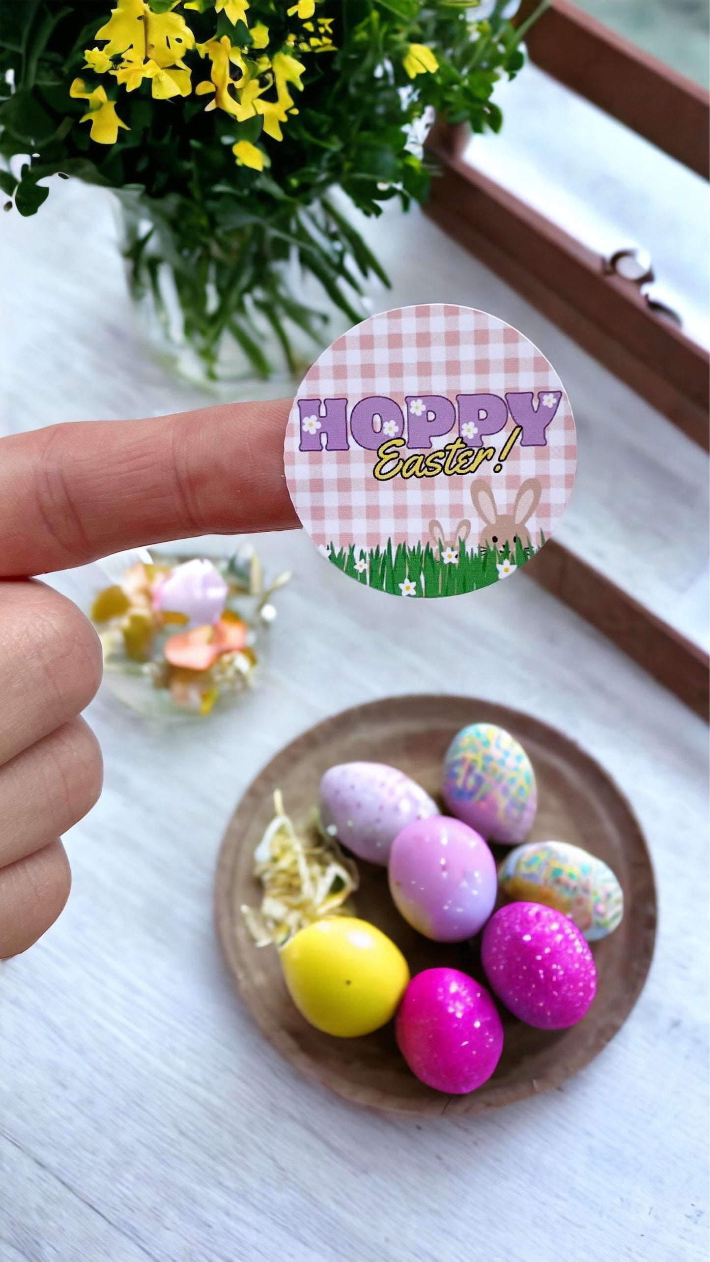 Easter Sticker | 38mm Gift Labels | Hoppy Easter Stickers | Bunny Rabbit Sticker | Small Business