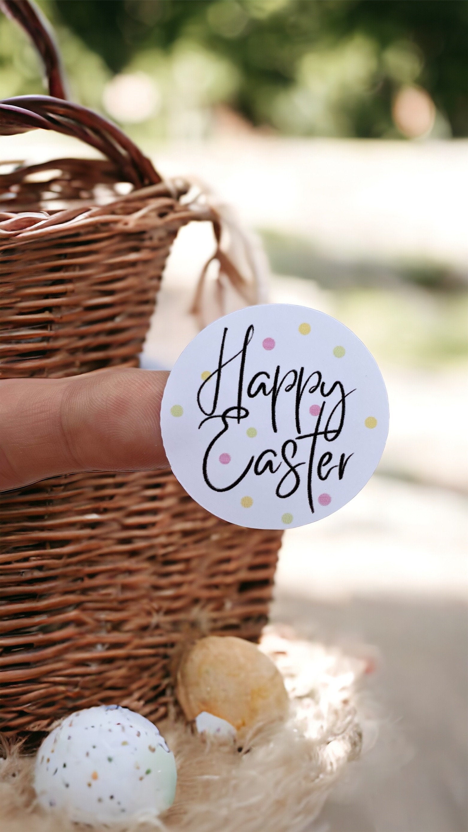 Happy Easter Sticker | 38mm Gift Labels | Easter Egg Stickers | Bunny Rabbit Sticker | Small Business