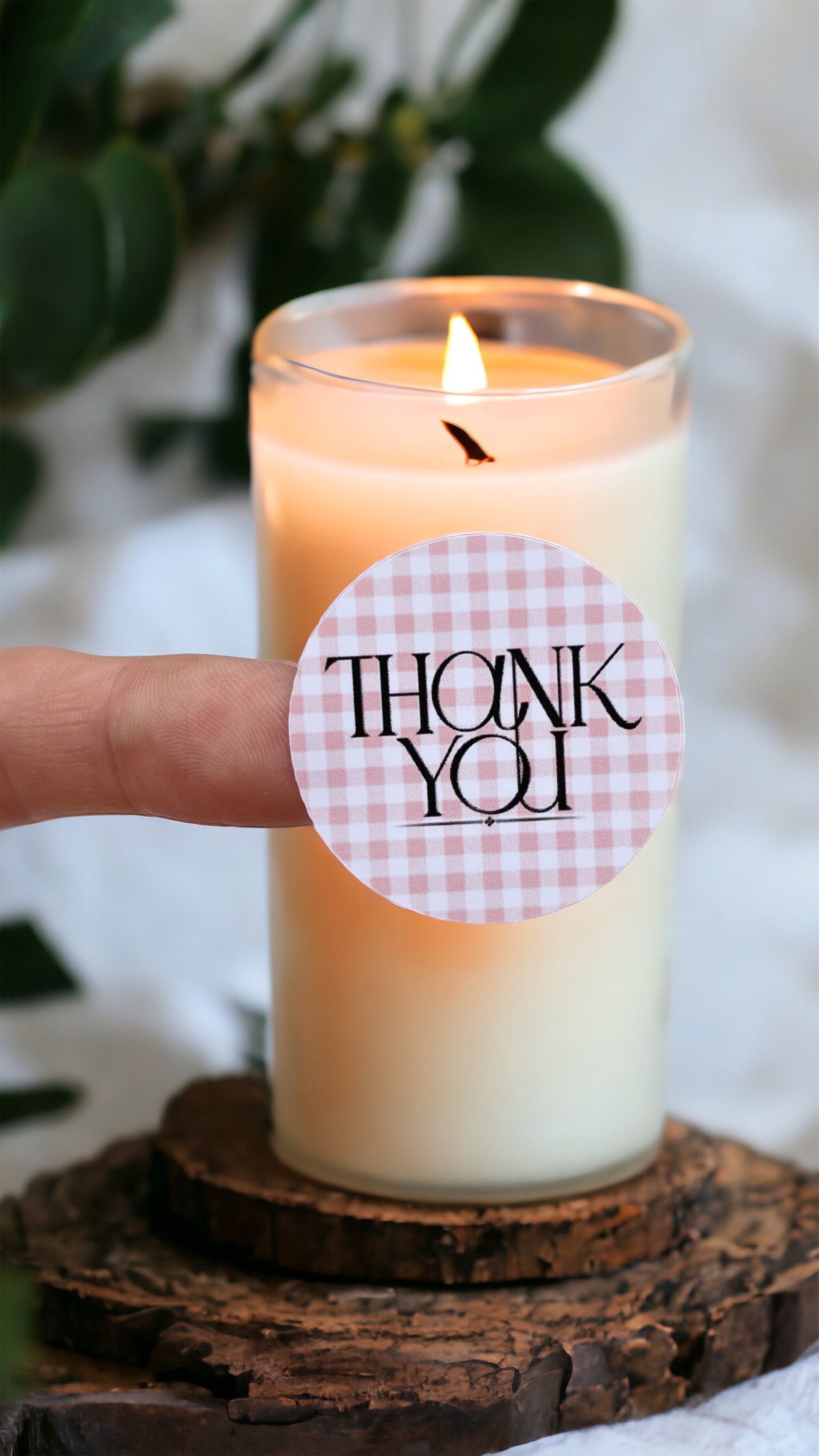 Thank You Pink Gingham sticker | Jam Jar Party Gift Gratitude | Thank You Labels | Packaging Stickers | Kids checkered | Packaging Labels