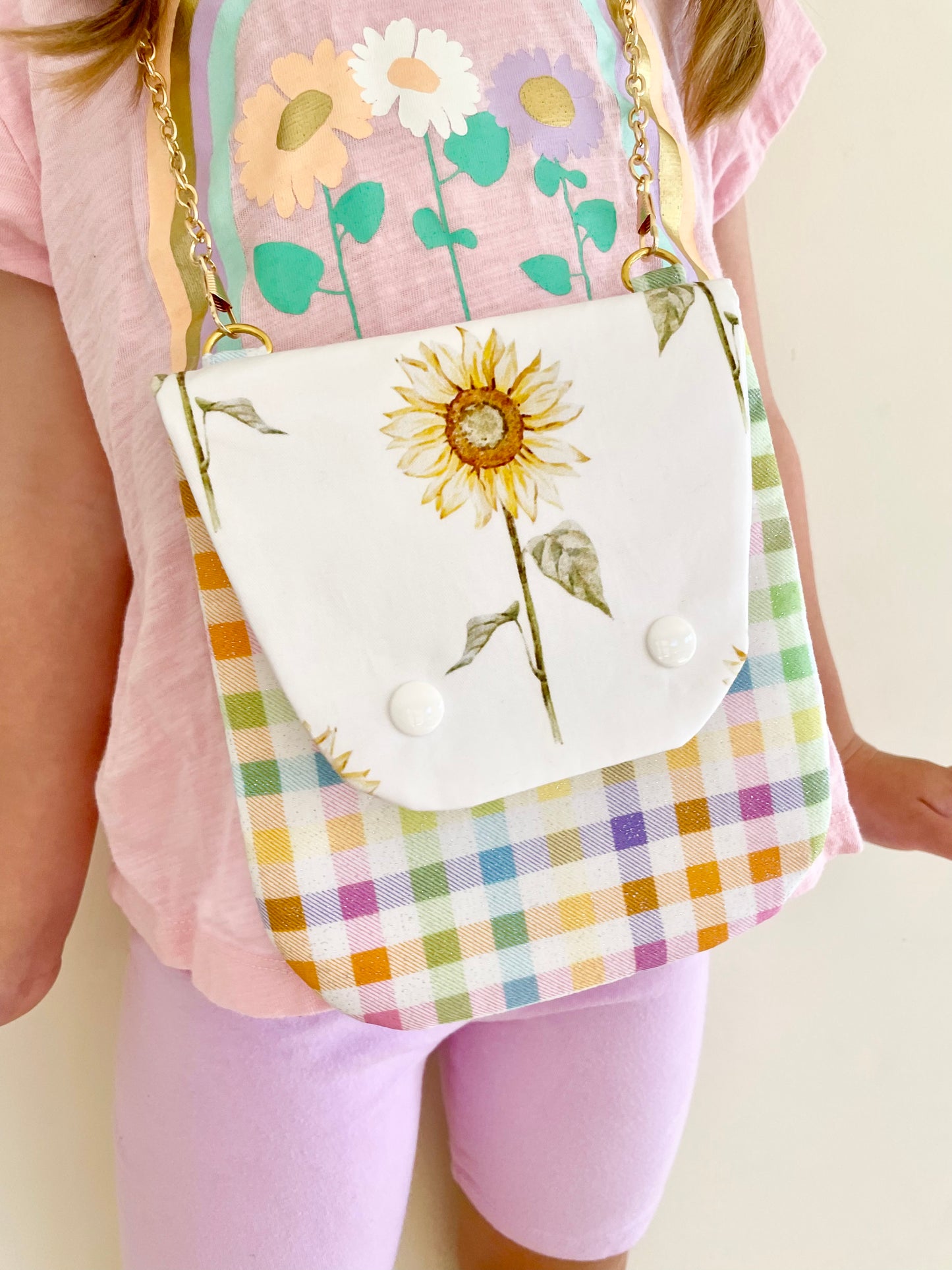 Sunflower Gingham Crossbody Bag