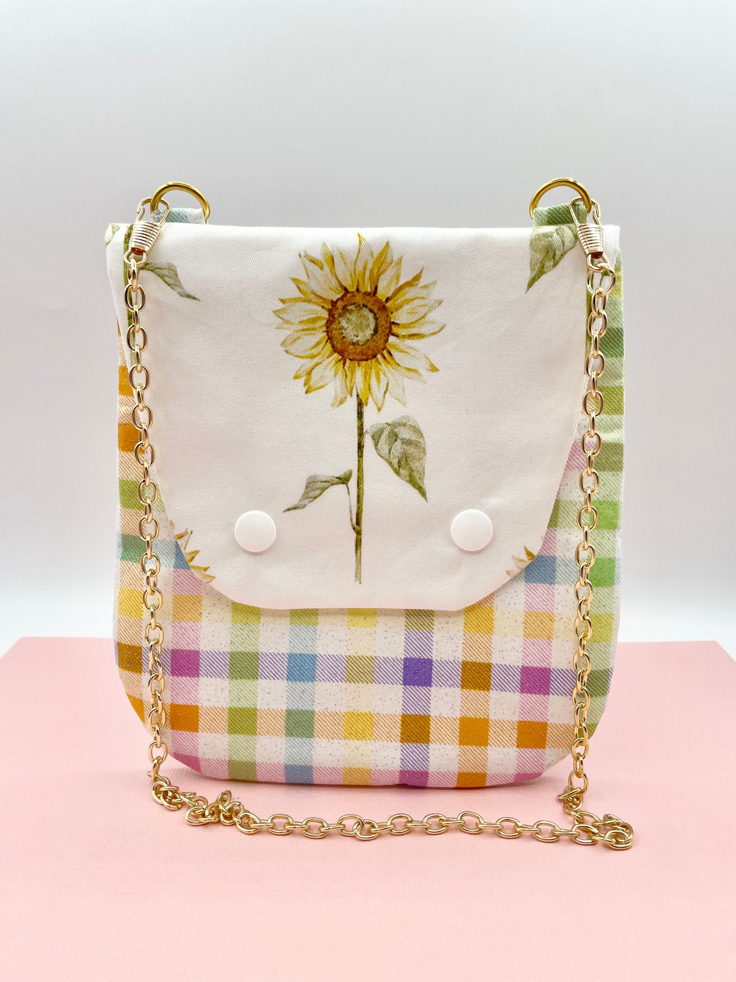 Sunflower Gingham Crossbody Bag